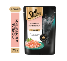 Корм влажный Sheba для кошек Ломтики в соусе с форелью и креветками, 75г