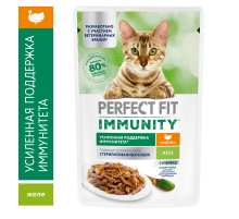 Корм влажный Perfect Fit для взрослых кошек иммунитет индейка-спирулина-желе, 75г