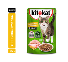 Корм влажный Kitekat для взрослых кошек с курицей в желе, 85г