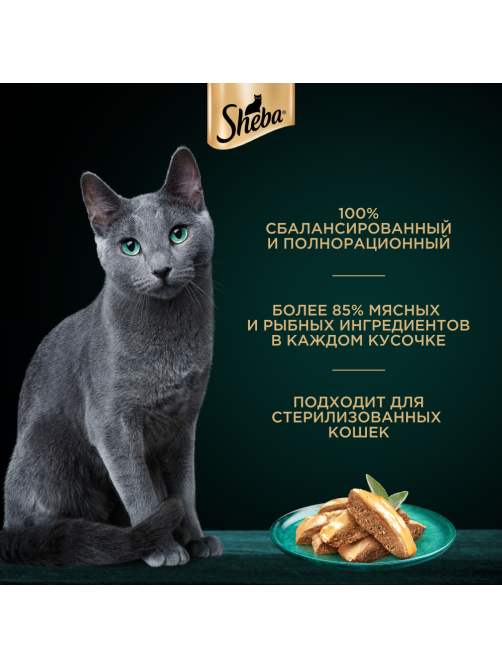 Корм влажный Sheba для взрослых кошек паштет-лосось, 75г