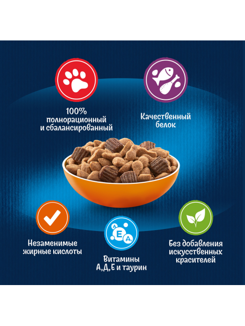 Корм сухой Felix Двойная вкуснятина для взрослых кошек с птицей, 600г