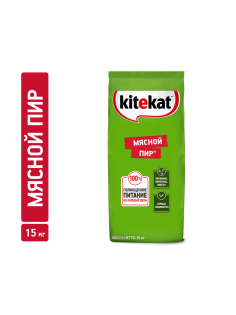 Корм сухой Kitekat Мясной пир для взрослых кошек, 15кг