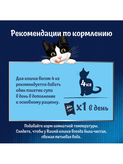 Корм влажный Felix Суп для взрослых кошек с курицей, 48г