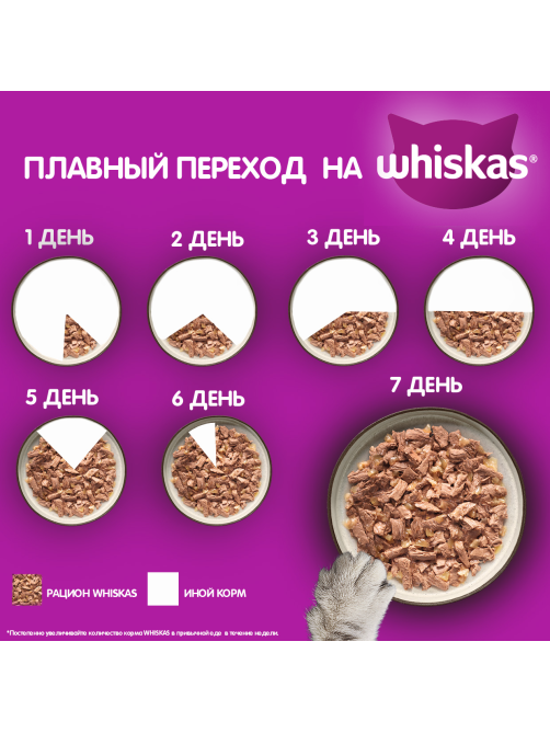 Корм влажный Whiskas рагу для взрослых кошек с телятиной, 75г