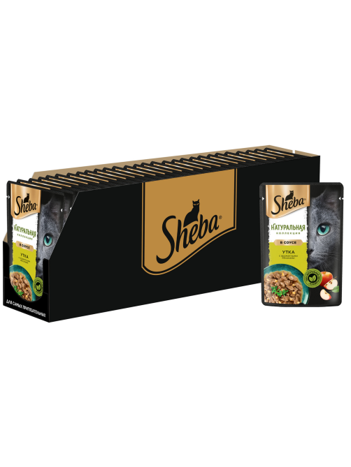 Корм влажный Sheba для кошек утка с яблоками, 75г х 28 шт