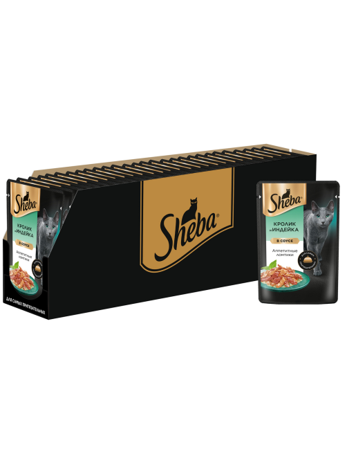 Корм влажный Sheba для кошек кролик-индейка, 75г х 28 шт
