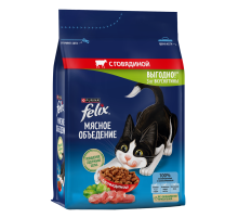 Корм сухой Felix Мясное объедение для кошек с говядиной, 3кг