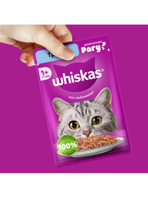 Корм влажный Whiskas для кошек треска рагу, 75г