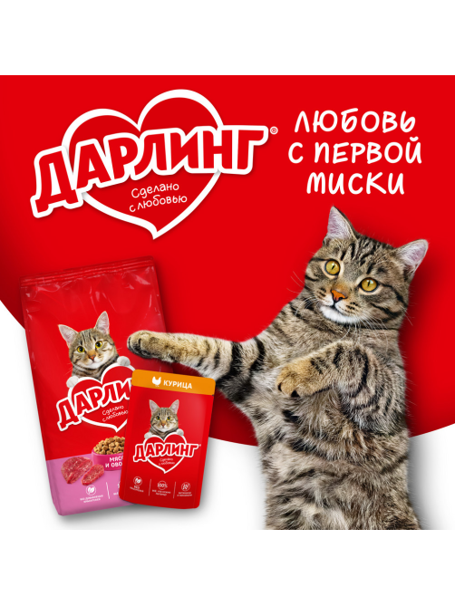 Корм сухой Дарлинг для кошек с мясом и овощами, 15кг