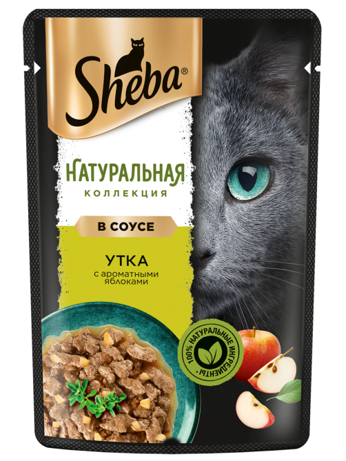 Корм влажный Sheba для кошек утка с яблоками, 75г