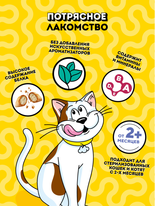Лакомство Dreamies для взрослых кошек с индейкой, 60г
