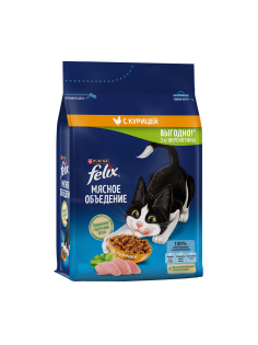 Корм сухой Felix Мясное объедение для кошек с курицей, 3кг