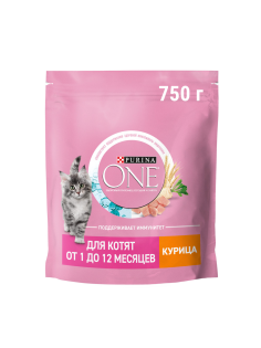 Корм сухой Purina One для котят от 1 до 12 месяцев с курицей, 750г