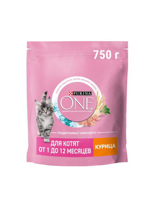 Корм сухой Purina One для котят от 1 до 12 месяцев с курицей, 750г