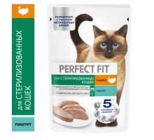 Корм влажный Perfect Fit паштет для стерилизованных кошек старше 7 лет индейка, 75г