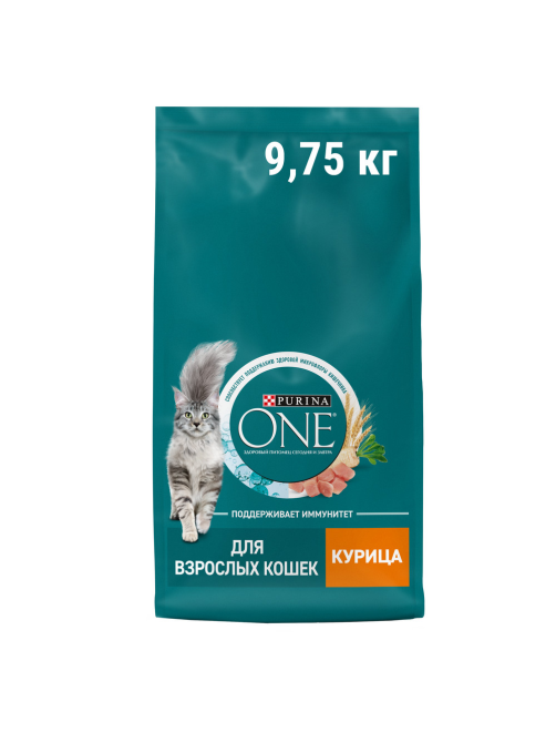 Корм сухой Purina One для взрослых кошек с курицей, 9.75кг