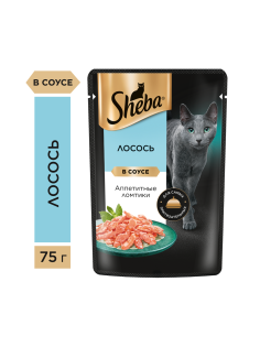 Корм влажный Sheba для кошек Ломтики в соусе с лососем, 75г