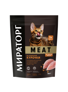Корм сухой Мираторг Meat для кошек от 1 года из ароматной курочки, 750г