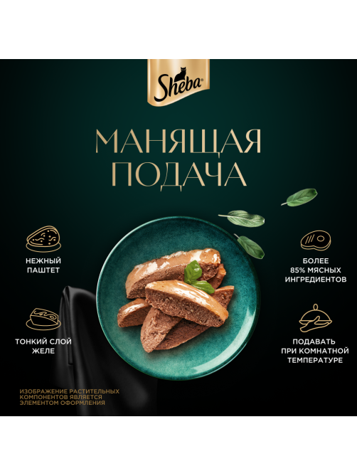 Корм влажный Sheba для кошек Нежный паштет в желе с говядиной, 75г