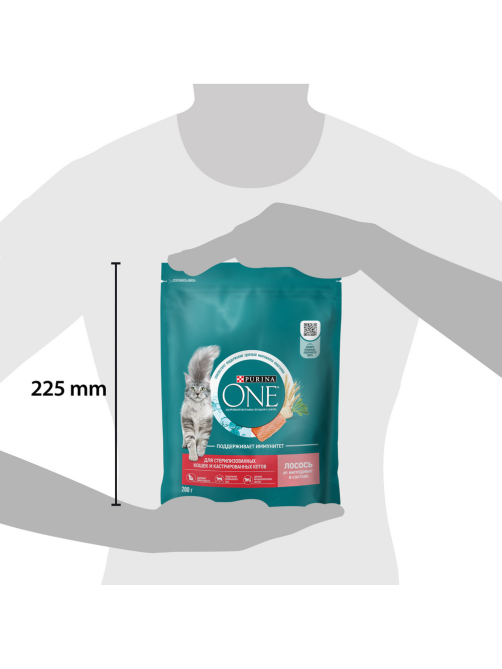 Корм сухой Purina One для стерилизованных кошек и кастрированных котов с лососем и пшеницей, 200г