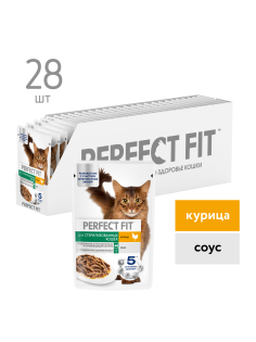 Корм влажный Perfect Fit для стерилизованных кошек курица, 75г x 28 шт
