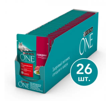Корм влажный Purina One для стерилизованных кошек с говядиной и морковью в соусе, 75г х 26 шт