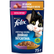Корм влажный Felix Аппетитные кусочки Двойная вкуснятина для взрослых кошек с ягненком и курицей в желе, 75г