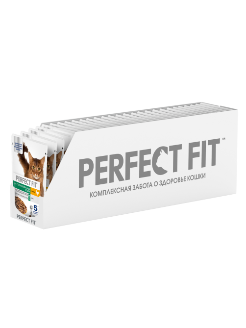 Корм влажный Perfect Fit для стерилизованных кошек курица, 75г x 28 шт