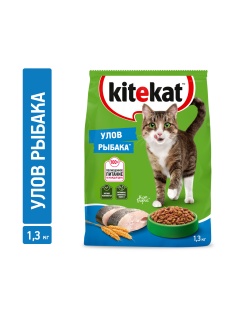 Корм сухой Kitekat Улов рыбака для кошек, 1.3кг