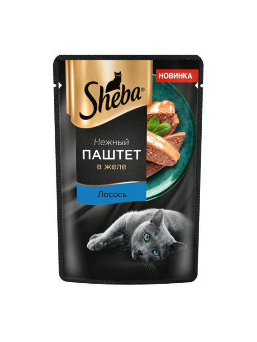 Корм влажный Sheba для взрослых кошек паштет-лосось, 75г x 28 шт
