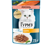 Корм влажный Гурмэ Перл Нежное филе для кошек с лососем в соусе, 75г