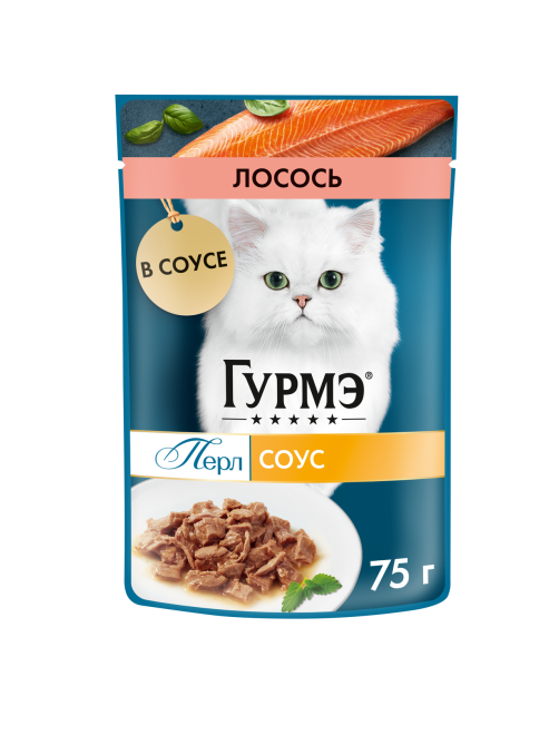 Корм влажный Гурмэ Перл Нежное филе для кошек с лососем в соусе, 75г