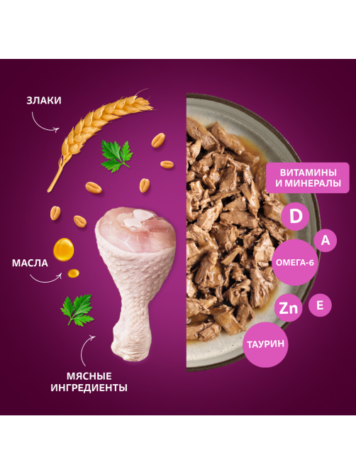 Корм влажный Whiskas Мясная коллекция для взрослых кошек курица в соусе, 75г