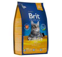 Корм сухой Brit Premium для стерилизованных кошек утка-курица, 800г