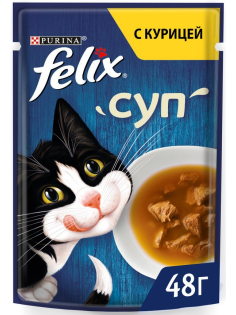 Корм влажный Felix Суп для взрослых кошек с курицей, 48г