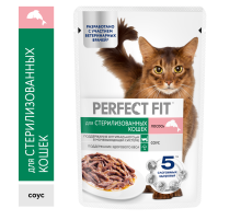 Корм влажный Perfect Fit для стерилизованных кошек лосось, 75г