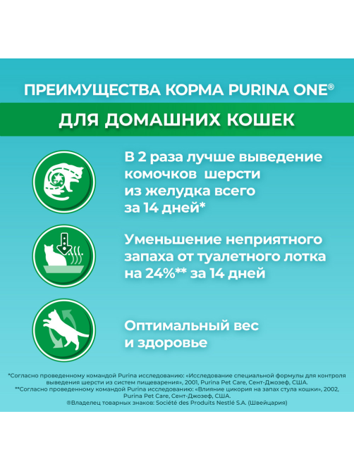 Корм сухой Purina One для взрослых кошек живущих в домашних условиях с индейкой и цельными злаками, 200г