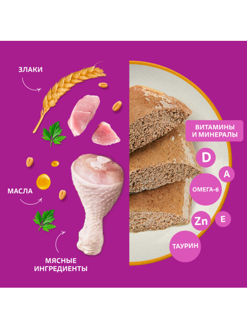 Корм влажный Whiskas паштет для взрослых кошек с курицей и индейкой, 75г