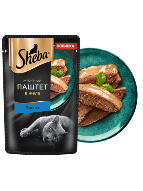 Корм влажный Sheba для взрослых кошек паштет-лосось, 75г x 28 шт