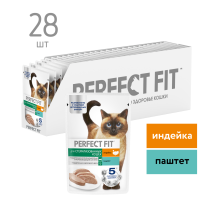 Корм влажный Perfect Fit паштет для стерилизованных кошек старше 7 лет индейка, 75г x 28 шт