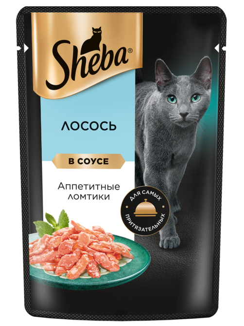 Корм влажный Sheba для кошек Ломтики в соусе с лососем, 75г