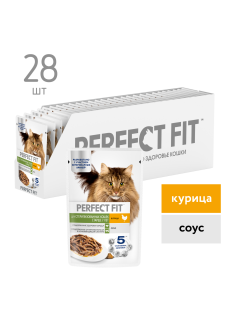 Корм влажный Perfect Fit для стерилизованных кошек старше 7 лет курица, 75г х 28 шт