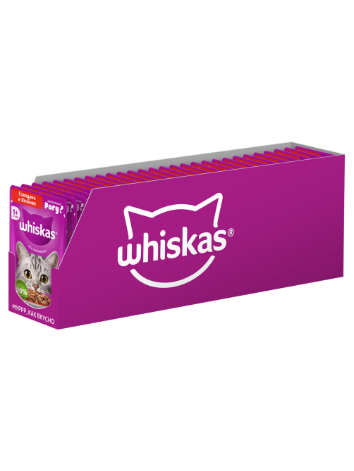 Корм влажный Whiskas рагу для взрослых кошек с говядиной и ягненком, 75г x 28 шт