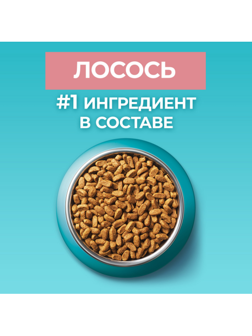 Корм сухой Purina One для стерилизованных кошек и кастрированных котов с высоким содержанием лосося, 750г