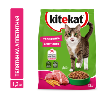 Корм сухой Kitekat для кошек телятинка аппетитная, 1.3кг