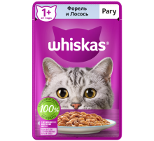 Корм влажный Whiskas рагу для взрослых кошек с форелью и лососем, 75г