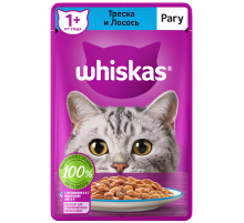 Корм влажный Whiskas рагу для взрослых кошек с треской и лососем, 75г