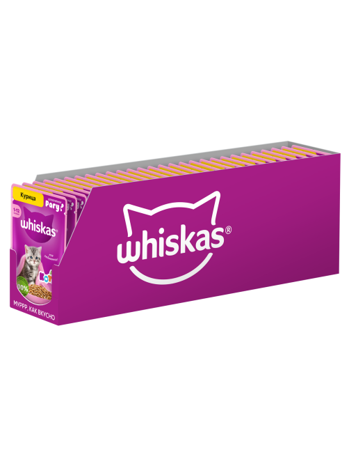 Корм влажный Whiskas рагу для котят до 12 месяцев с курицей, 75г x 28 шт