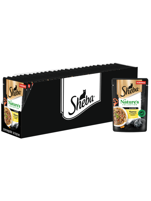 Корм влажный Sheba Nature's Collection для кошек с курицей и паприкой, 75г x 28 шт