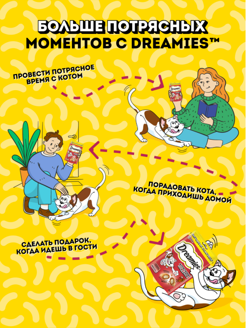Лакомство Dreamies для взрослых кошек с индейкой, 140г